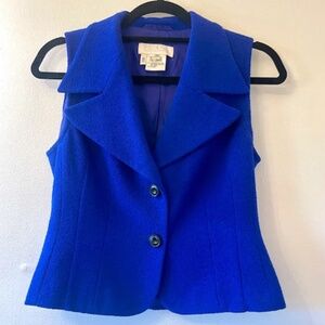 Escada Vintage Blue Wool Vest Womens EU 30